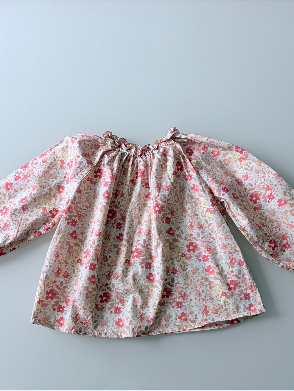 BonTon France Girls Floral Peasant Blouse in Pink Sz 4